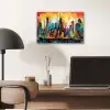 Neon Skyline - Graffiti - Kleurrijk - Gebouwen aluminium wit klein -sfeer5