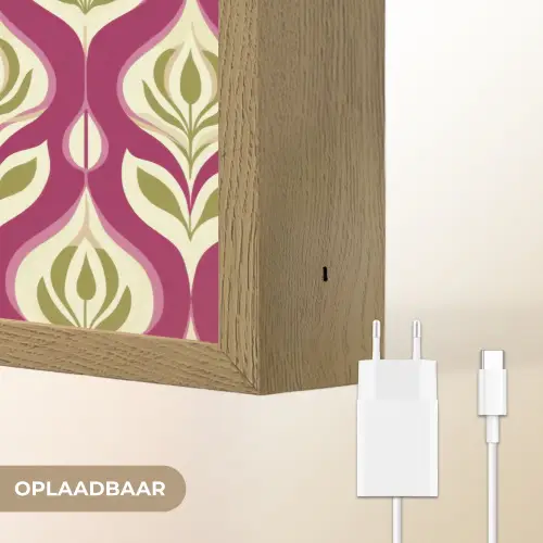 Retro - Floraal - Paars Light Box met batterij (Wandlamp) middel 907 -USP_websiteoplaadbaarNL