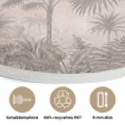 Jungle - Banenboom - Kolibrie - Beige Akoestische PET Vilt - Rond klein -closeup_DE