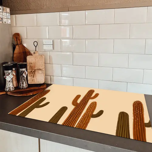 Cactus - Woestijn - Zand - Bruin Inductie beschermer vinyl 3mm klein -sfeer3