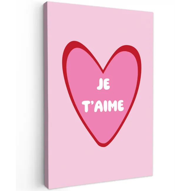 Hart - Frans - Valentijn - Roze canvas 2cm klein -z3d