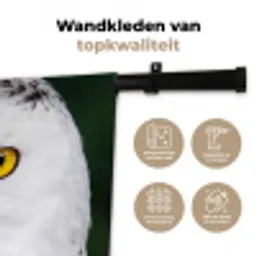 Sneeuwuil - Portret - Geel Wandkleed katoen klein -sfeer2