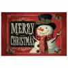 Klassiek - Kerstgroet - Sneeuwpop - Rood poster papier klein -3d