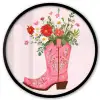 Cowboylaarzen - Roze - Boeket - Bloemen Fotolijst rond zonder passe partout klein -3d