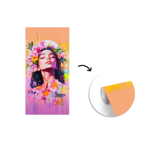 Portret - Bloemenkroon - Vrouw fotobehang vinyl groot -3d