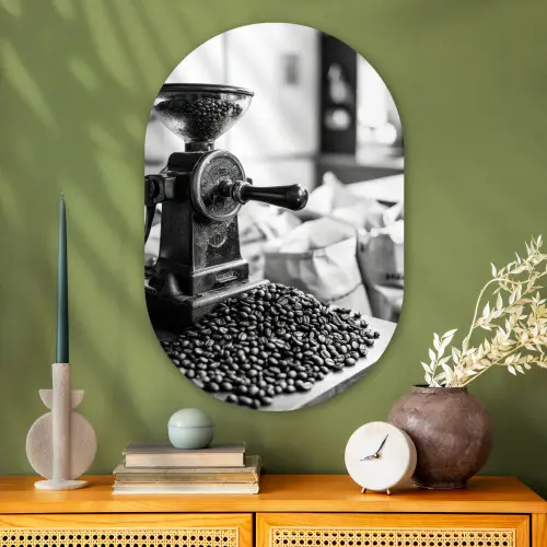 Koffiemolen - Gemalen - Vintage Wandcirkel Ovaal Glas middel -sfeer2