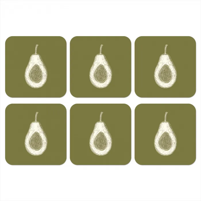 Avocado - Minimalistisch - Illustratie - Groen onderzetter kurk middel -3d