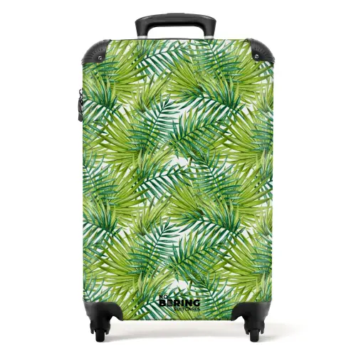 Palm bladeren patroon licht groen NBS - Handbagage koffer - Volwassenen Unisex middel -productfoto_recht