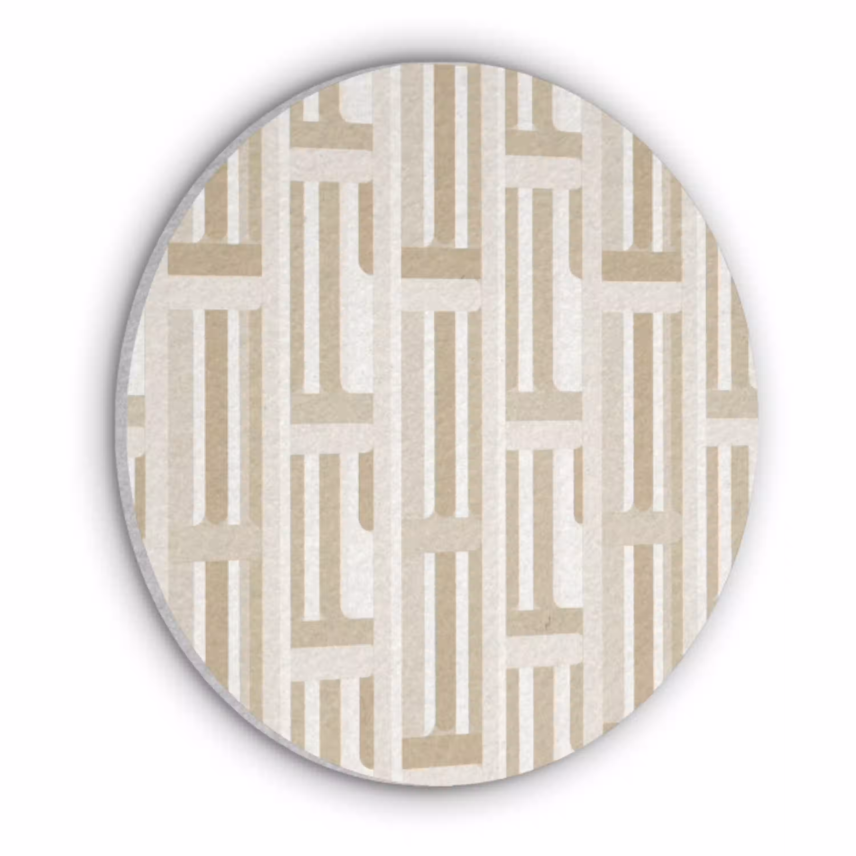 Modern - Geometrisch - Beige Akoestische PET Vilt - Rond klein 838 -3d