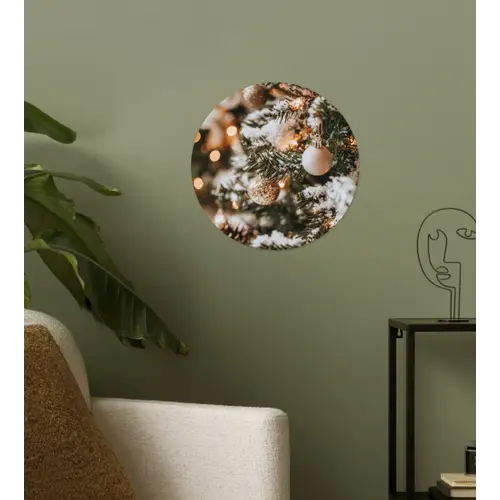 Kerst - Kerstboom - Winter - Binnen - Sneeuw Wandcirkel behangsticker klein -sfeer2