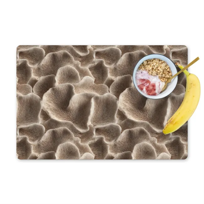 Placemat - 6 stuks - Waaiervorm - Beige - Vezel textuur