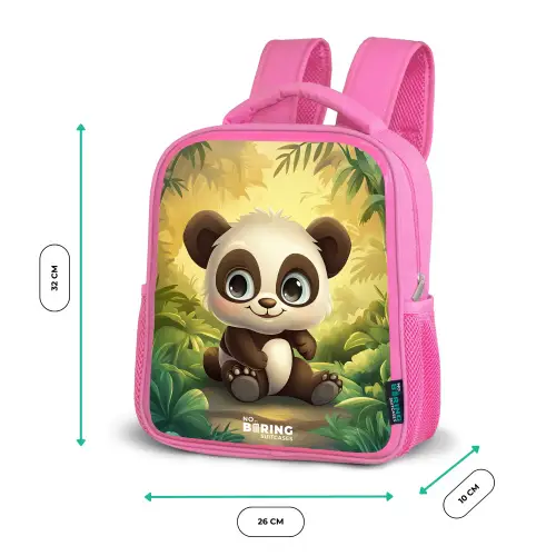 Panda - Bamboebos - Groen Kinderrugzak - Roze middel -productfoto_formaten