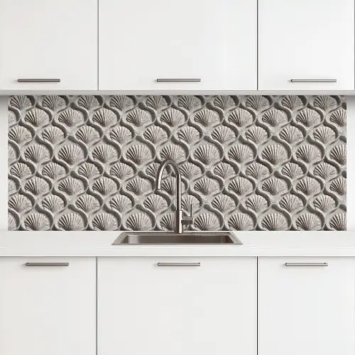 Zand - Schelpenvorm - Grijs keuken achterwand 2 middel 871 -3d