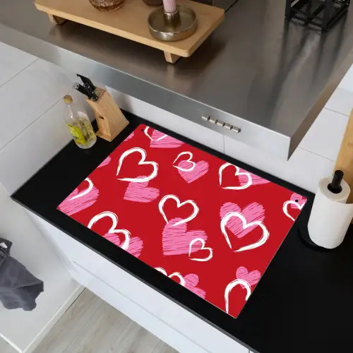 Patroon - Hartjes - Roze - Valentijn Inductie beschemer met haakjes klein -sfeer1