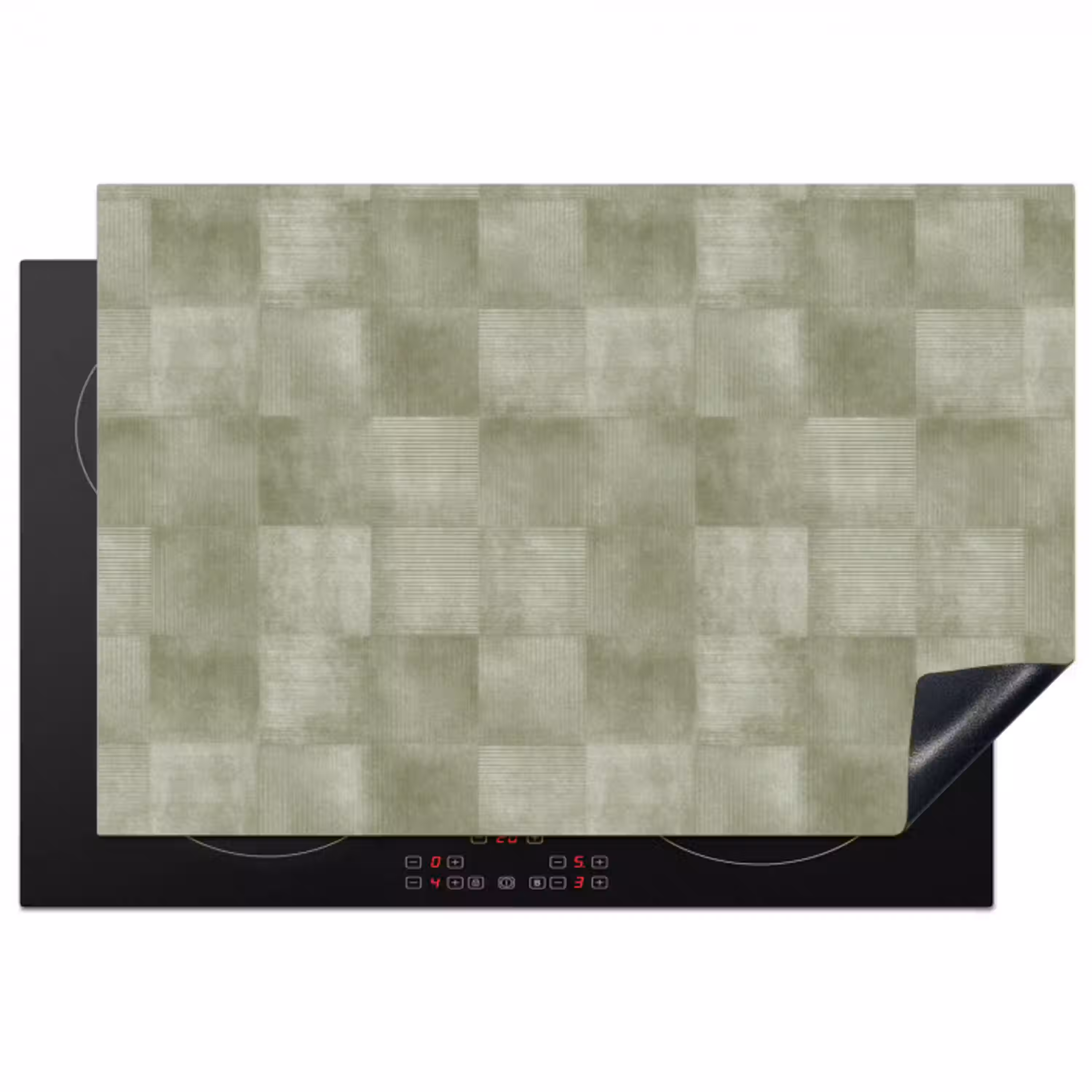 Vlakken - Rustiek - Groen Inductie beschermer vinyl 3mm klein 276 -3d