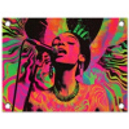 Vrouw - Microfoon - Neon tuinposter los doek klein -3d