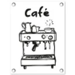 Illustratie - Café - Koffiemachine - Kopjes tuinposter los doek klein -3d