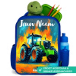 Abstract - Tractor - Groen Kinderrugzak - Blauw middel -inhoud_NL
