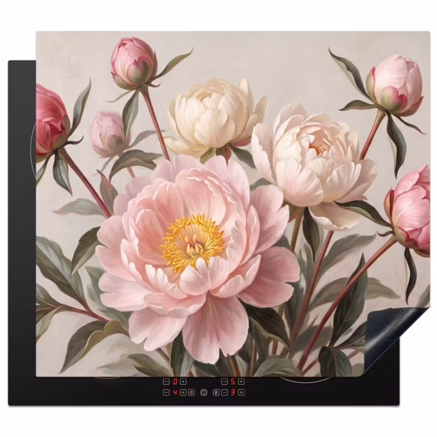 Inductie beschermer - Pioenrozen - Boeket - Roze