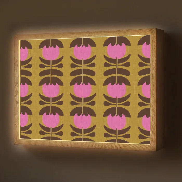Abstract - Bloemen - Roze Light Box met batterij (Wandlamp) middel 907 -z3d_website