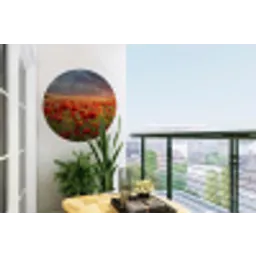 Zonsondergang - Klaprozen - Rood - Bloemen - Veld - Natuur Wandcirkel tuinposter met ringen klein -buiten1