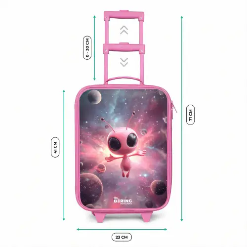 Roze Alien in Sterrennevel Kinderkoffer - Roze klein -productfoto_formaten