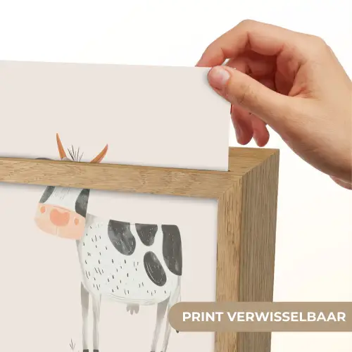 Koe - Boerderij dier - Dieren - Pastel kleuren Light Box met kabel (Kinderlampje) klein -USP_websiteprintNL