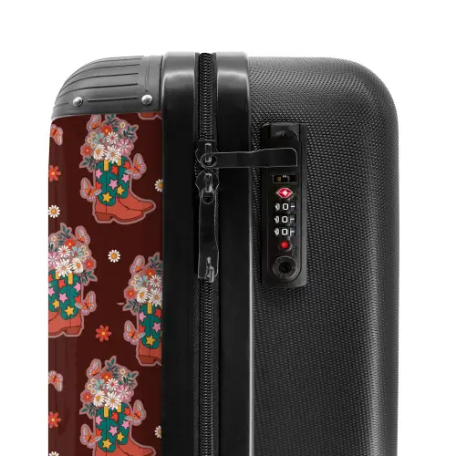 Retro disco laarzen boekt patroon kleurrijk NBS - Handbagage koffer - Volwassenen Unisex middel -slot