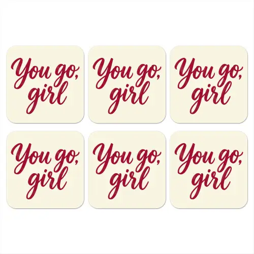 you go girl - Rood - Wit onderzetter kurk middel -3d