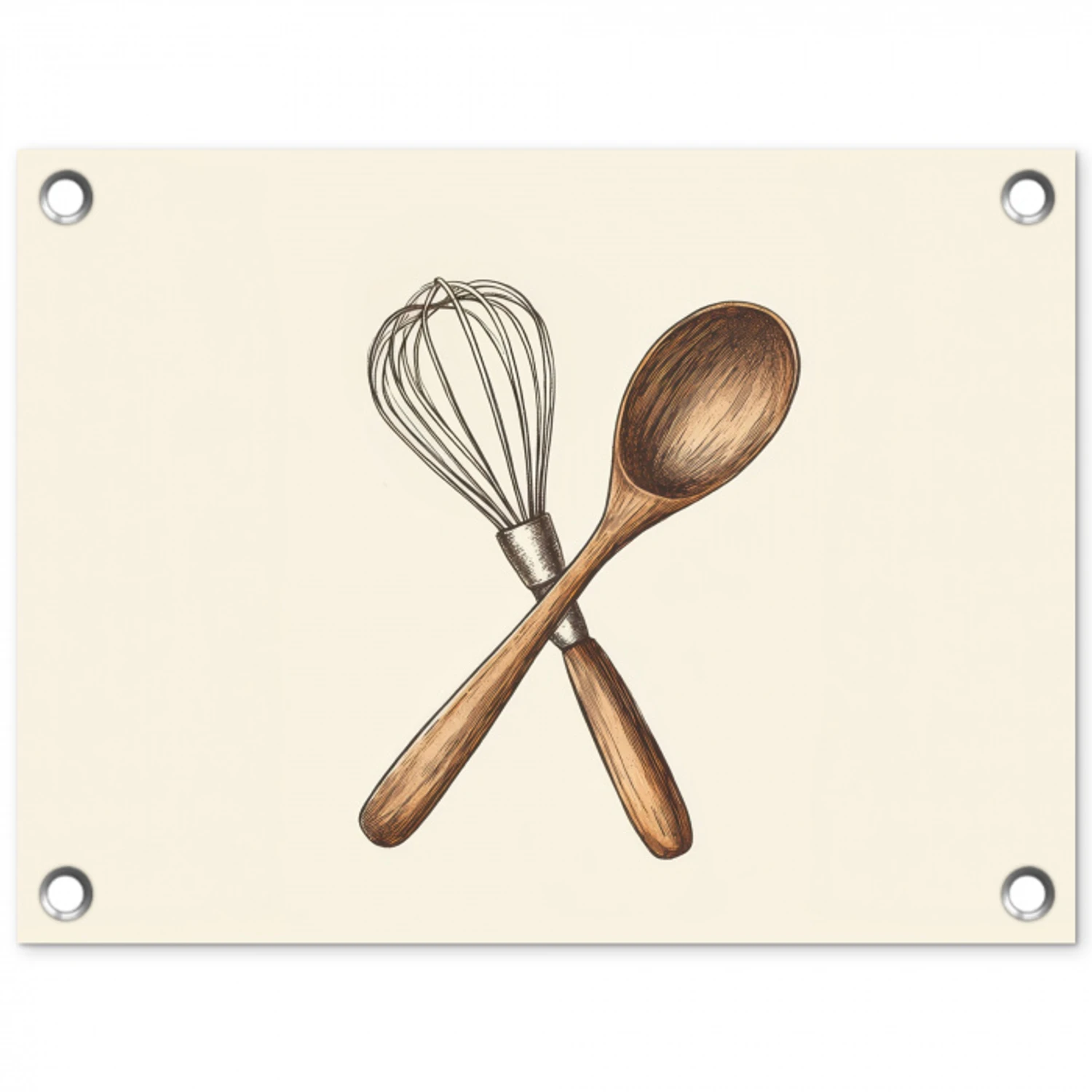 Garde - Hout - Beige tuinposter los doek klein -3d