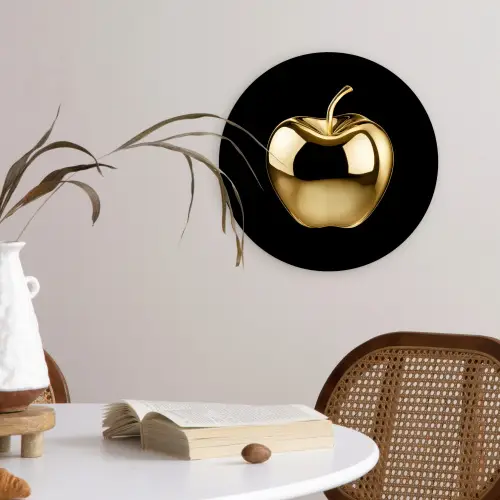 Appel - Goud - Chrome - Zwart Wandcirkel plexiglas klein -sfeer4