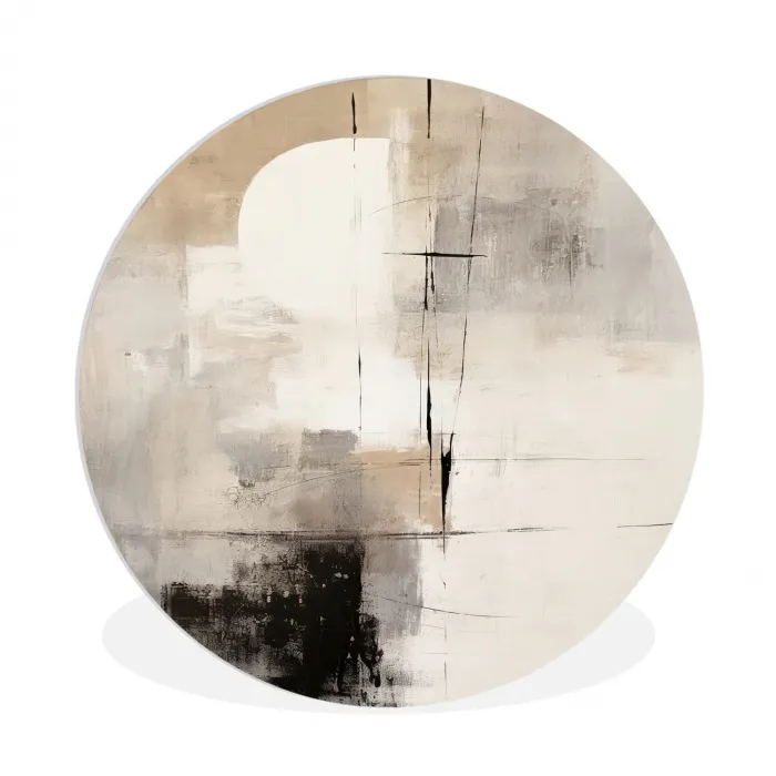 Abstract - Kunst - Grijs Wandcirkel kunststof plaat 5mm dik klein -3d