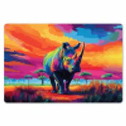 Neushoorn - Zonsondergang - Savanna - Kleurrijk Placemat vinyl groot -zzsfeer1_Kitchenyeah-website