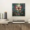 Vlinder - Roze - Bloemen - Bladeren aluminium wit klein -sfeer1