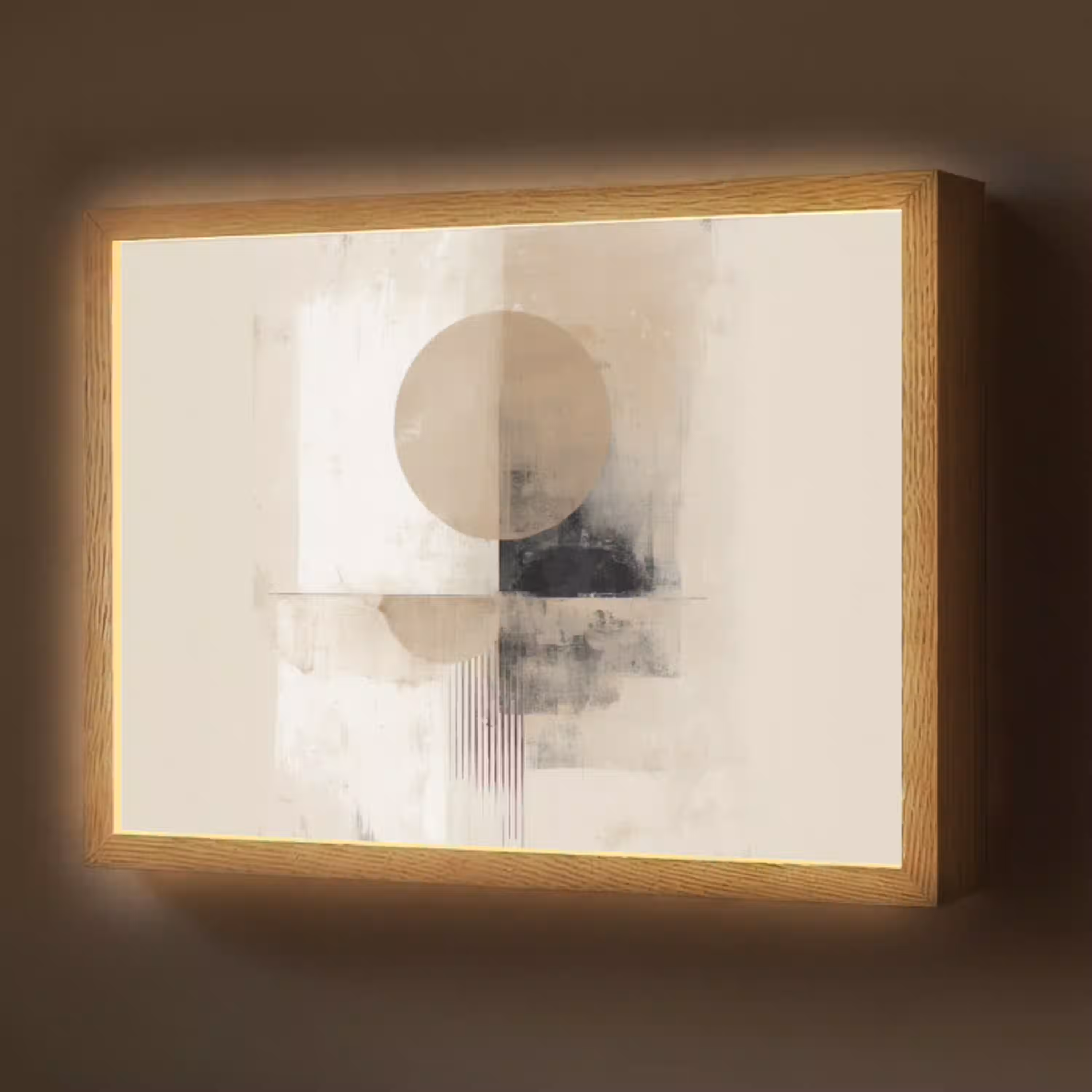 Cirkel - Compositie - Diepte - Beige Light Box met batterij (Wandlamp) middel -z3d_website