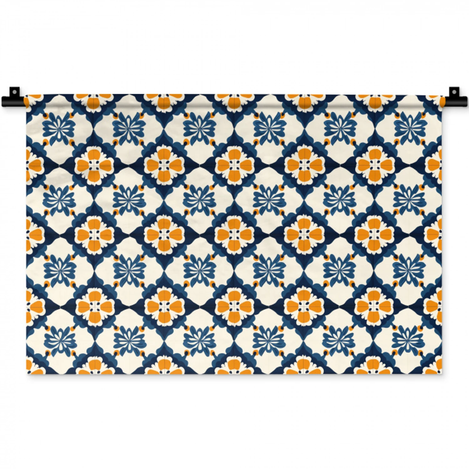 Klassiek - Geometrisch - Blauw Wandkleed katoen klein 269 -zz3d