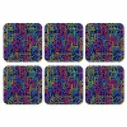 Retro - Abstract - Neon onderzetter kurk middel -3d