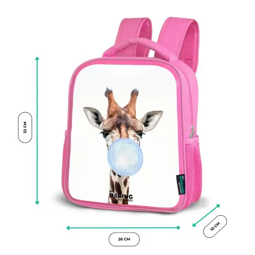 Kauwende Kobus blauw Kinderrugzak - Roze middel -productfoto_formaten