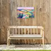 Landschap - Paars - Pastel - Huizen Tuinposter op houten frame 2 cm dik klein -sfeer4