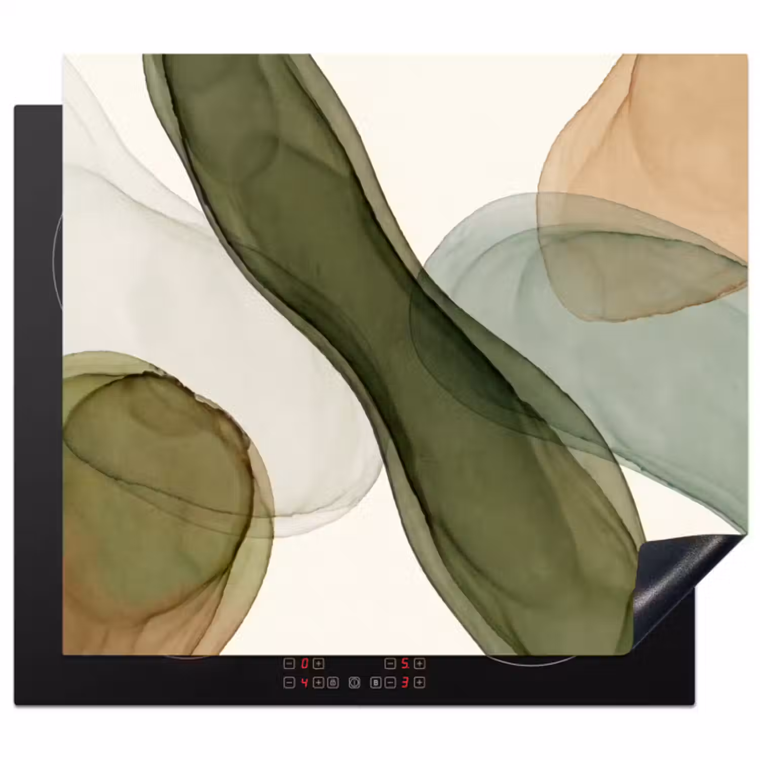 Inductie beschermer - Abstract - Vormen - Modern - Kunst - Groen - Bruin