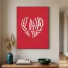 Rood - Hart- Tekst - Valentijn Textielframe zwart klein -sfeer1