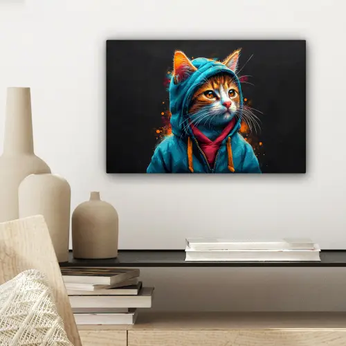 Graffiti - Kat - Zwart - Jas canvas 2cm klein -sfeer6
