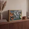 Bladeren - Herfst - Grijs - Natuur Light Box met batterij (Wandlamp) middel -sfeer2