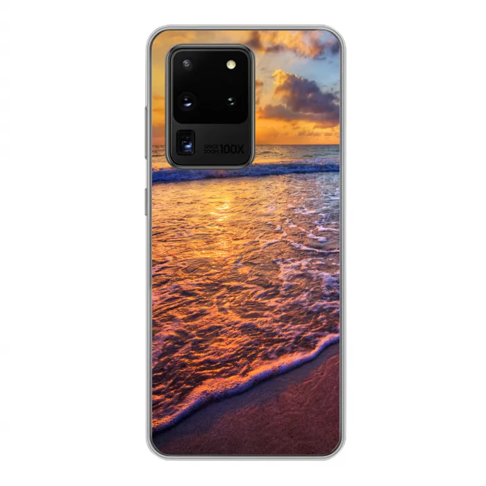 Zee - Strand - Zonsondergang - Wolken - Horizon Telefoonhoesje Samsung Galaxy S20 Ultra klein -3d