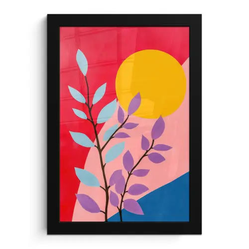 Bladeren - Zon - Abstracte vormen fotolijst zwart zonder passe partout klein -3d