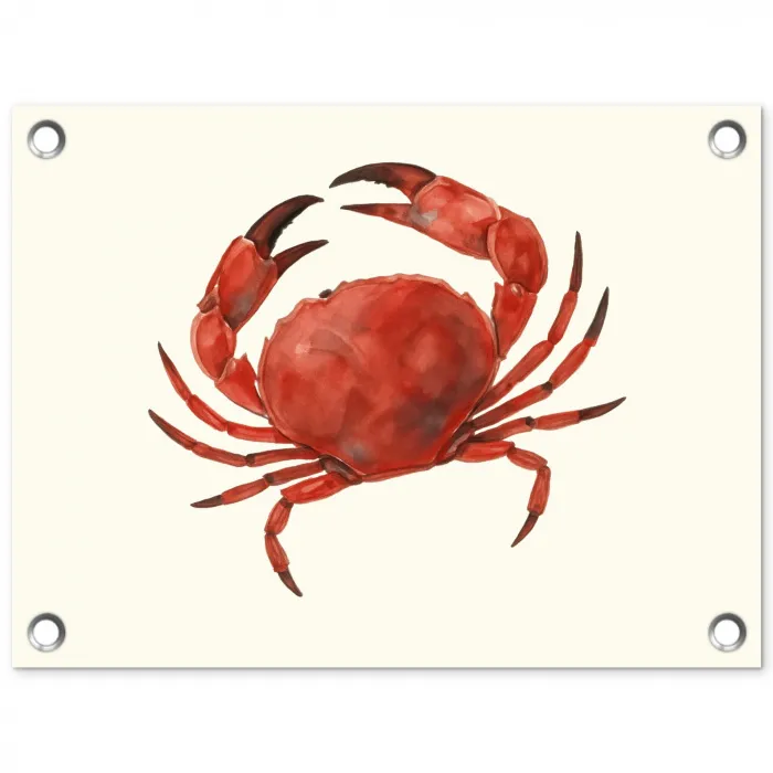 Krab - Felrood - Poten tuinposter los doek klein -3d