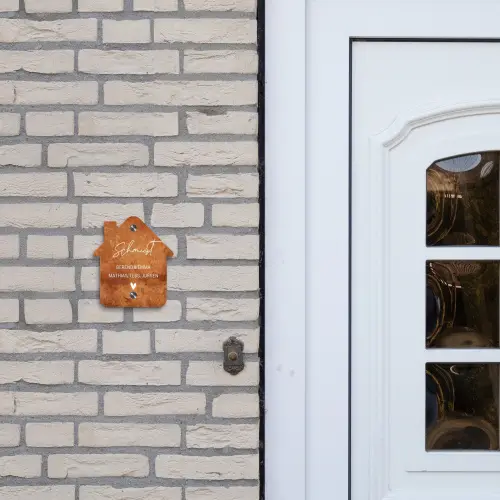 Roest - Sierlijk Naambord Huisje klein -sfeer1