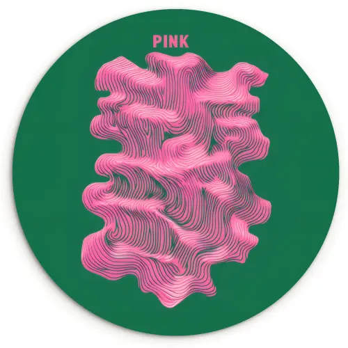 Abstract - Pink - Lijnen - Groen Wandcirkel kunststof plaat 5mm dik klein -3d