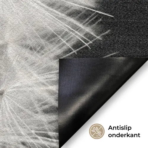 Paardenbloem - Zwart - Wit Deurmat klein -antislip_NL