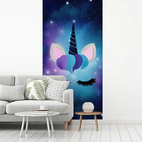 Eenhoorn - Sterren - Magisch - Blauw fotobehang vinyl groot -woonkamer